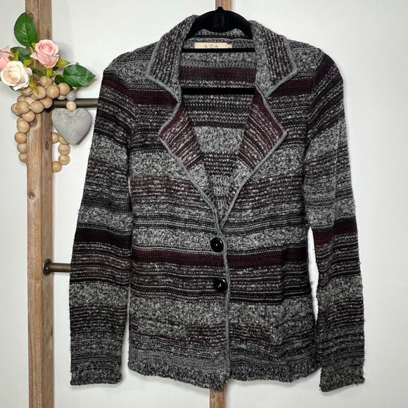 A Ida Sweaters - A. IDA Made in Italy Women's Size Medium Grey Wool Blend Cardigan Sweater Sz M